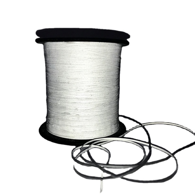 High Visibility Double Reflective Glow in Dark Silver Polyester Knitting Yarn Textile Fabric Webbing Safety Outdoor Apparel