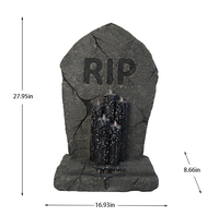 Décoration d'Halloween RIP en résine, lumineuse, étanche, à piles, pour intérieur/extérieur, accessoire effrayant pour maison hantée et ambiance de fête