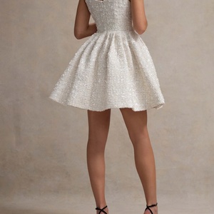 Robes de soirée moulantes mini à sequins et perles sans manches pour femmes, style boutonné, pour filles - Product Image 2