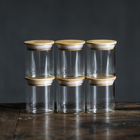 Pot de rangement en verre borosilicate haute résistance avec couvercle, résistant à la chaleur, pour collations, céréales, porte-bougies, transparent et minimaliste