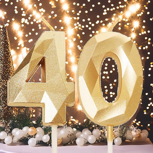 Velas de <span class=keywords><strong>Cumpleaños</strong></span> Doradas con el Número <span class=keywords><strong>40</strong></span> para el <span class=keywords><strong>40</strong></span>º Aniversario, Adornos para Pastel de Lujo para Mujeres y Hombres, Celebraciones de Aniversario de Bodas - Product Image 2