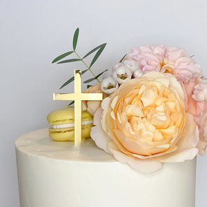 Joyeux Noël noir or acrylique <span class=keywords><strong>croix</strong></span> pour baptême eucharistie coffre-fort fête bijoux décorations pour gâteau décoration fournitures - Product Image 2