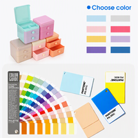 Mini armoire de rangement de bureau Kawaii avec couvercle, 2 tiroirs personnalisés, boîte de rangement en plastique pour bijoux, papeterie, petits objets, pour bureau