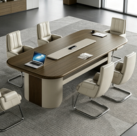 Ensemble de table et chaises de conférence modernes pour 6 à 8 personnes, table de réunion de bureau en bois rectangulaire, mobilier de salle de conférence