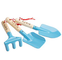 Petits enfants manche en bois jardinage pelle râteau enfants 3 pièces jardin outils à main ensemble pour enfants jouet jouant