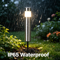 Lampe solaire à piquet en acier inoxydable, étanche IP65, LED blanc chaud, capteur de lumière, pour pelouse et allée, sans électricité, sans câblage, pour jardin
