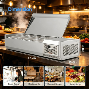 Mesa refrigerada de acero inoxidable para preparación de ensaladas, mesa de refrigeración comercial para mantener los ingredientes frescos en restaurantes - Product Image 6