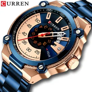 Curren 8345 New Design Leather Men's Watches Fashion Business Wristwatch Stainless Steel Men Japan Electronic Watch Custom LOGO