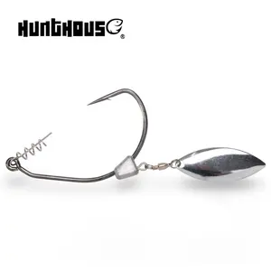 Wrom Crank Hooks 6/0 8/0 Soft Worm Fishing Hook With Spoon Spinner Slow Pitch Worm Hook