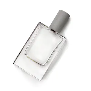 50ml popular diseño simple almacenado pesado grueso base botella de perfume rectángulo cuadrado vacío frasco de perfume de vidrio