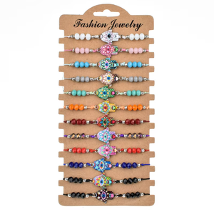 Customized Handmade Zinc Alloy Bohemian Butterfly Beaded Braided Friendship <b>Bracelets</b> 12pcs <b>Set</b> for Kids Gifts - Product Image 4
