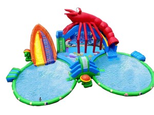 Parc aquatique <span class=keywords><strong>gonflable</strong></span> commercial 2 piscines 30x25x8m <span class=keywords><strong>Jeux</strong></span> aquatiques amusants imperméables Adultes Enfants 500kg Installations de divertissement - Product Image 2