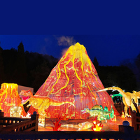 Dino Thème Parc Décoration Festival Chinois LED 3D Dinosaure Volcan Lanterne En Soie à vendre