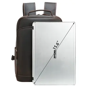 Mochila de couro de vaca genuína, bolsa retrô do logotipo personalizado do oem, bolsa para laptop, marrom escuro, preto, grão inteiro