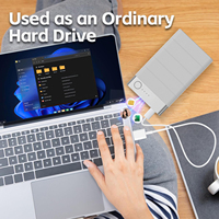 Hard Driver eksternal 2TB ponsel cerdas putih, untuk pencadangan foto video dan file