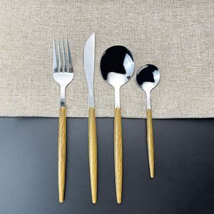 Juego de cubiertos de acero inoxidable al por mayor con mango de plástico y madera, estilo portugués, para bodas y el hogar (cuchillo, tenedor y cuchara) - Product Image 6