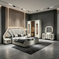 Ensembles de meubles de chambre à coucher Royal Furniture pour une chambre à coucher complète en velours noir et blanc, lit California King, ensemble de meubles de chambre à coucher modernes de luxe pour hôtel