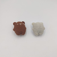 Gantungan kunci beruang Crochet buatan tangan, gantungan kunci lucu coklat dan putih mewah untuk dekorasi tas
