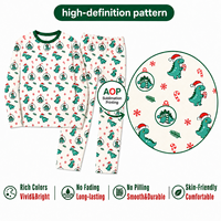 Ensemble de pyjamas de Noël personnalisés en polyester avec motif dinosaure et chapeau de Père Noël pour toute la famille (hommes, femmes, enfants) – Dropshipping POD MOQ 1PC
