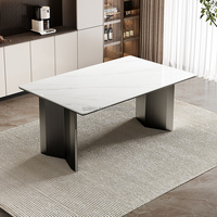 Table à manger DW1379 Quanu, style italien minimaliste, pieds en acier inoxydable, table à manger de style italien, table à manger complète pour la maison, moderne
