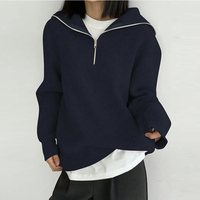 Pull en maille demi-zippé pour femme, style européen et américain, haut décontracté confortable pour commandes en gros, partenariat commercial, personnalisation OEM ODM