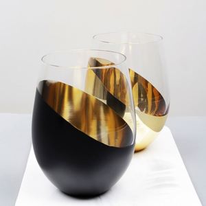 Copas de Vino sin Tallo de 550 ml, Diseño Inclinado Moderno en Negro Mate y Dorado, con Acabado Electrochapado - Product Image 1