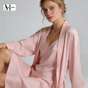 Camicia da notte lunga personalizzata in seta per donna, tessuto in seta di gelso, sexy, elegante, morbida, abito da notte e da casa per signore - Product Image 1