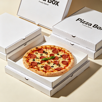Boîte à pizza blanche haute brillance personnalisée, résistante à la graisse, jetable, pour café, restaurant, vente en gros