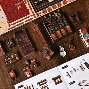 Jouet en bois 3D à succès, maison miniature à construire soi-même, décoration d'étagère, maison de poupée miniature avec housse anti-poussière, à utiliser comme cadeau - Product Image 3