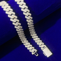 Chaîne cubaine Miami épaisse de 16 mm, sertie de pierres, trois rangées, grosse chaîne lourde, style rappeur, chaîne cubaine en zircon cubique, collier
