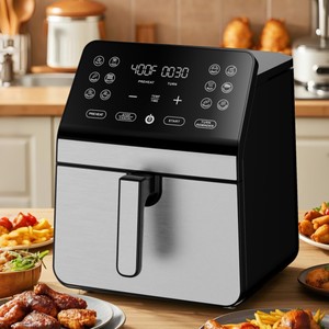 <span class=keywords><strong>Friteuse</strong></span> à air intelligente de 8 L - Modes prédéfinis, affichage numérique, sans huile, noir et acier inoxydable <span class=keywords><strong>pour</strong></span> les rassemblements familiaux de 4 à 6 <span class=keywords><strong>personnes</strong></span> - Product Image 1