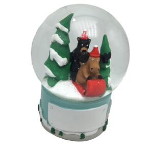 Nouveauté : Boules de Noël en verre scintillantes avec animaux (ours, cerf) et globes à neige, 65 mm, 80 mm, 10 mm - Product Image 1