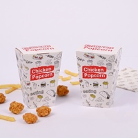 Boîte à frites jetable personnalisable avec logo, résistante à la graisse, à ouverture supérieure, en papier, pour emballage de snacks et de fast-food