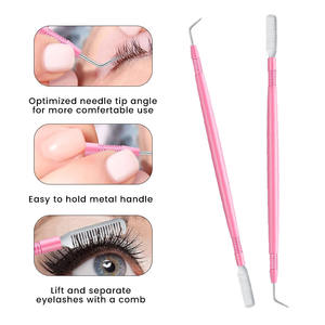 Outils de séparation des cils personnalisés à marque privée, outil de lifting des cils rose avec rainures, outil de lifting des extensions de cils en métal Bahasa Pro - Product Image 1