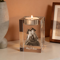 Porte-bougie commémoratif en cristal personnalisé avec photo, porte-bougie chauffe-plat en cristal gravé sur mesure avec portrait, cadeaux d'anniversaire