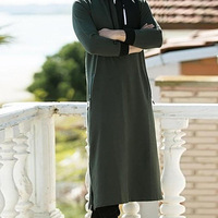 Thobe d'hiver grande taille pour hommes musulmans, à capuche, manches longues, style marocain, arabe, Dubaï, islamique, Abaya