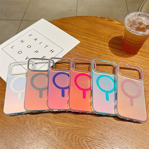 Funda Magnética para Teléfono con Degradado Láser Arcoíris para iPhone 17 16 15 14 Pro Max, Carcasa Trasera Transparente a Prueba de Golpes con Diseño IMD Colorido - Product Image 6