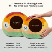 Enclos pour chat en feutre de laine fait main, motifs coucher de soleil personnalisables, un abri intérieur douillet, fabriqué en laine mérinos écologique