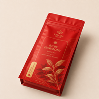Pochette à fermeture éclair rouge personnalisée avec soufflet pour le thé, les grains de café et l'emballage alimentaire