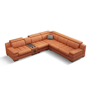 Set sofa dan sofa kualitas tinggi, kursi ruang tamu 3 dudukan asli, warna coklat antik, kursi sofa kulit