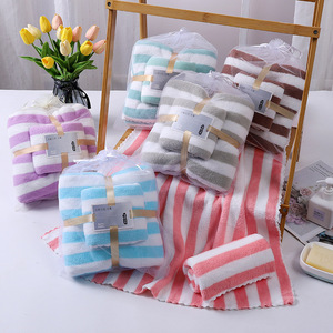 Lot de serviettes de bain en polaire corail rayée de qualité supérieure, épaisses, ultra douces, absorbantes et à séchage rapide, pour la maison – Offre spéciale - Product Image 4