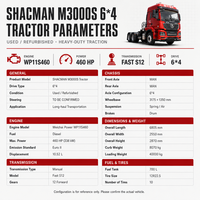 Camion tracteur lourd d'occasion SHACMAN M3000S 6x4 Euro 3 pour la logistique des matériaux de construction, tracteur Shacman 6*4 /8*4