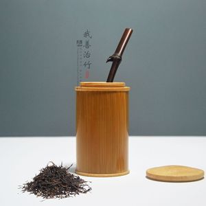 <b>Bamboo</b> Tea Canister Screw Cap Small Portable Tea Storage <b>Container</b> For Tea Packaging - Product Image 1