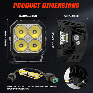 Meilleures lumières auxiliaires pour voiture <span class=keywords><strong>4x4</strong></span>, <span class=keywords><strong>cube</strong></span> rétroéclairé ambre, 3 pouces, projecteurs latéraux tout-terrain à LED pour Jeep Wrangler Rubicon, camions, pick-up - Product Image 5
