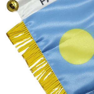Mini bandiera bandiera personalizzata <span class=keywords><strong>Palau</strong></span> in raso Pennant bandiera auto con nappe gialle - Product Image 4