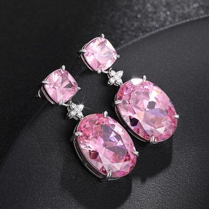 Eleganti Orecchini Pendenti con Zirconi a Forma di Fiore Rosa per Donne, Accessori Carini e Trendy per l'Uso Quotidiano - Product Image 3