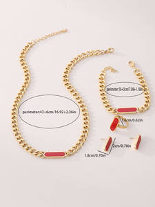 Inci kabuk kaplama 18K paslanmaz çelik titanyum çelik küba zincir kolye, bilezik, küpe ve halka takı seti Fatingna - Product Image 2