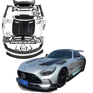 Nouveau pour <span class=keywords><strong>Mercedes</strong></span> Benz AMG <span class=keywords><strong>GT</strong></span> W290 Kit de carrosserie série noire demi-pare-chocs avant en Fiber de carbone pare-chocs arrière aileron arrière jupe latérale noir - Product Image 1