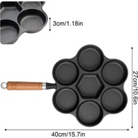Poêle à gaufres en fonte avec 5 cavités, surface antiadhésive, distribution de chaleur, poignée en bois amovible, cuisson sécurisée