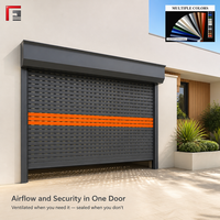 Porte à enroulement double mode pour garage, atelier, entrepôt, à lamelles en aluminium perforé ventilées, motorisée avec télécommande